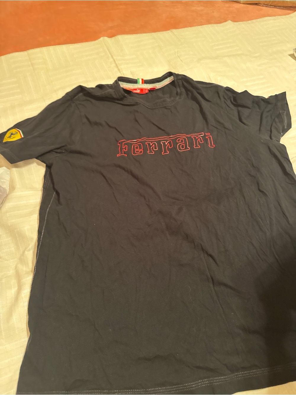 Puma Black Short-Sleeve Logo Tee with Yellow Patch